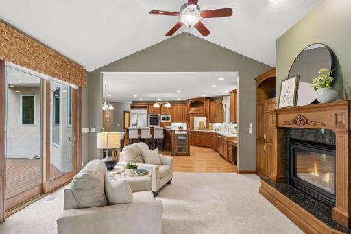 The hearth room also accesses your very large maintenance free deck!