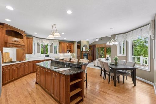 The spectacular chef's kitchen is the hub of this exceptional home