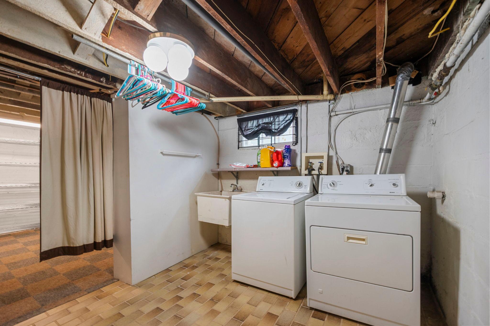 Basement laundry room.