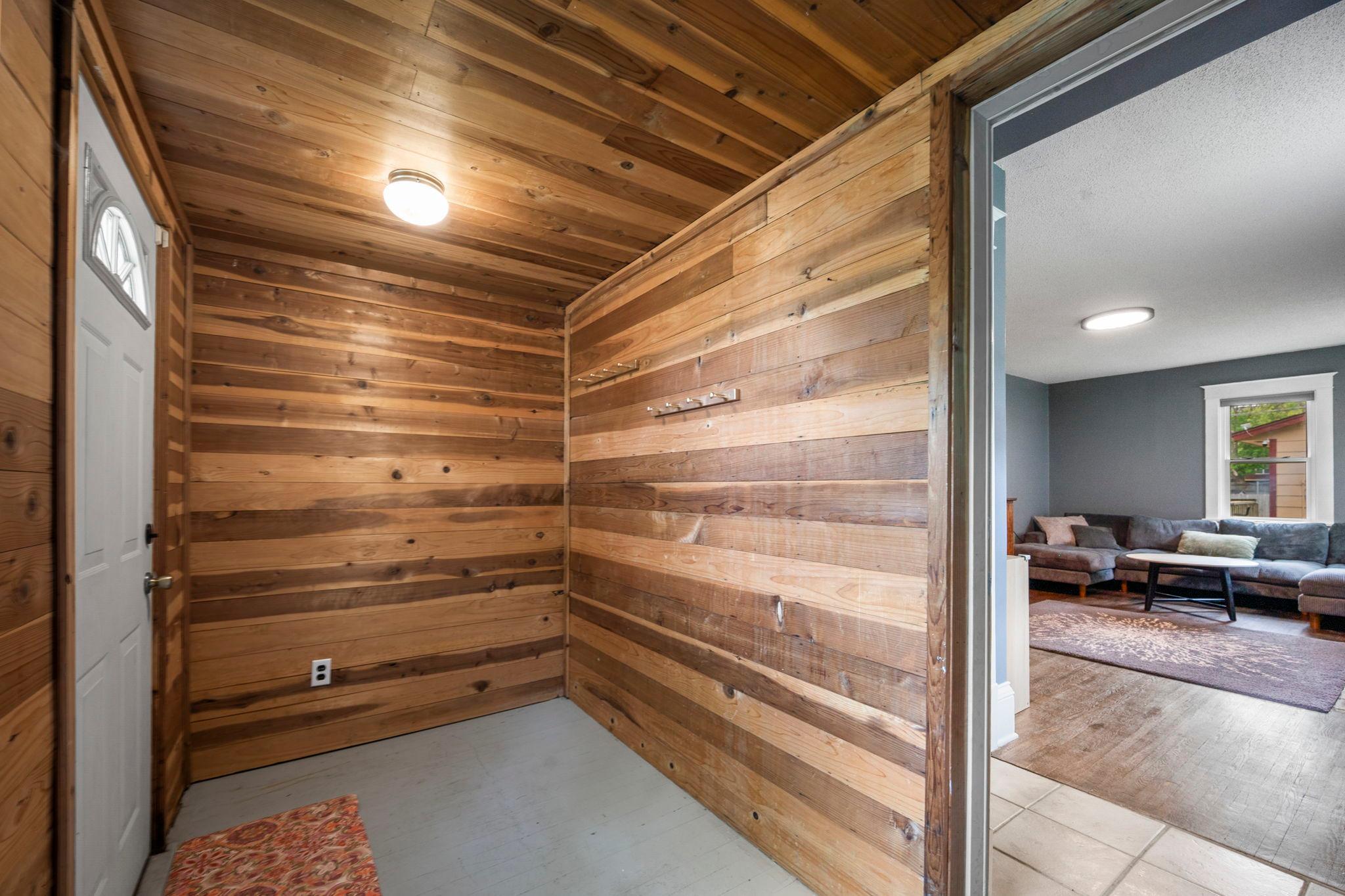 Store all your seasonal gear in the cozy mudroom.