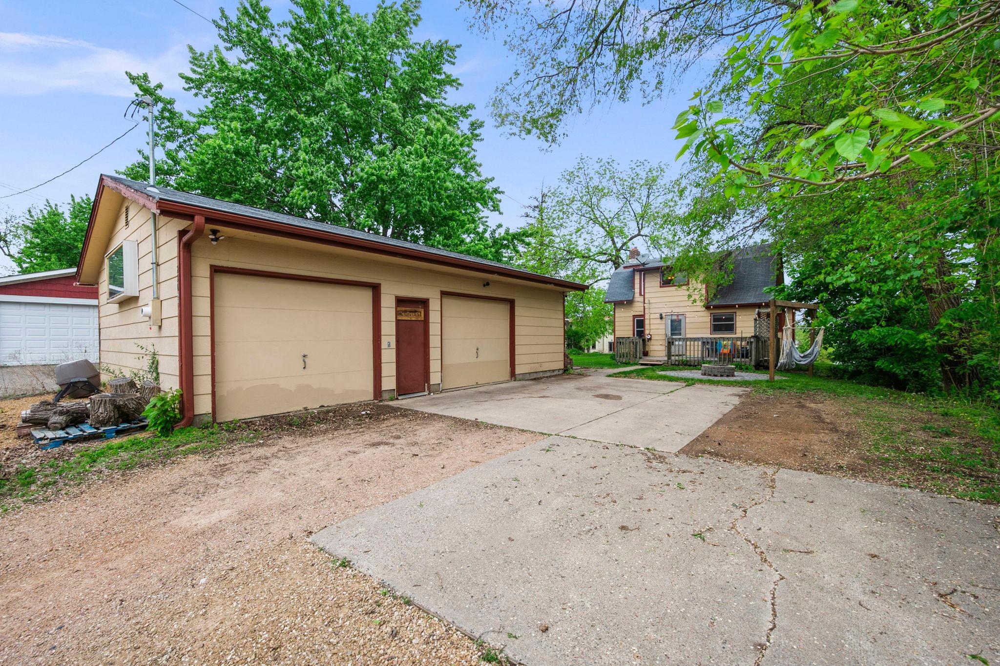 Huge 3 car garage features a heated, insulated workshop!