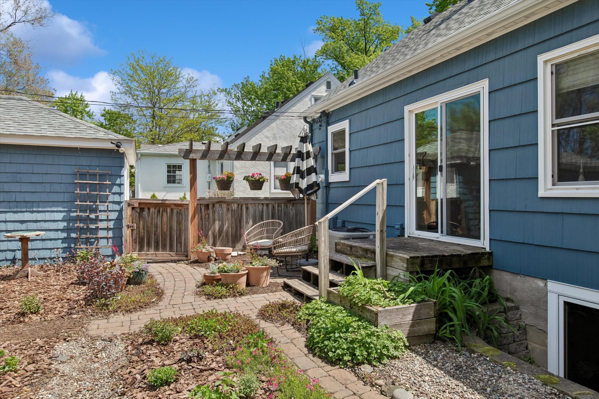 Back stoop and brick patio