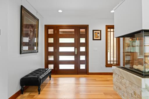Artisan cherry wood front door, Bagollini glass and wood