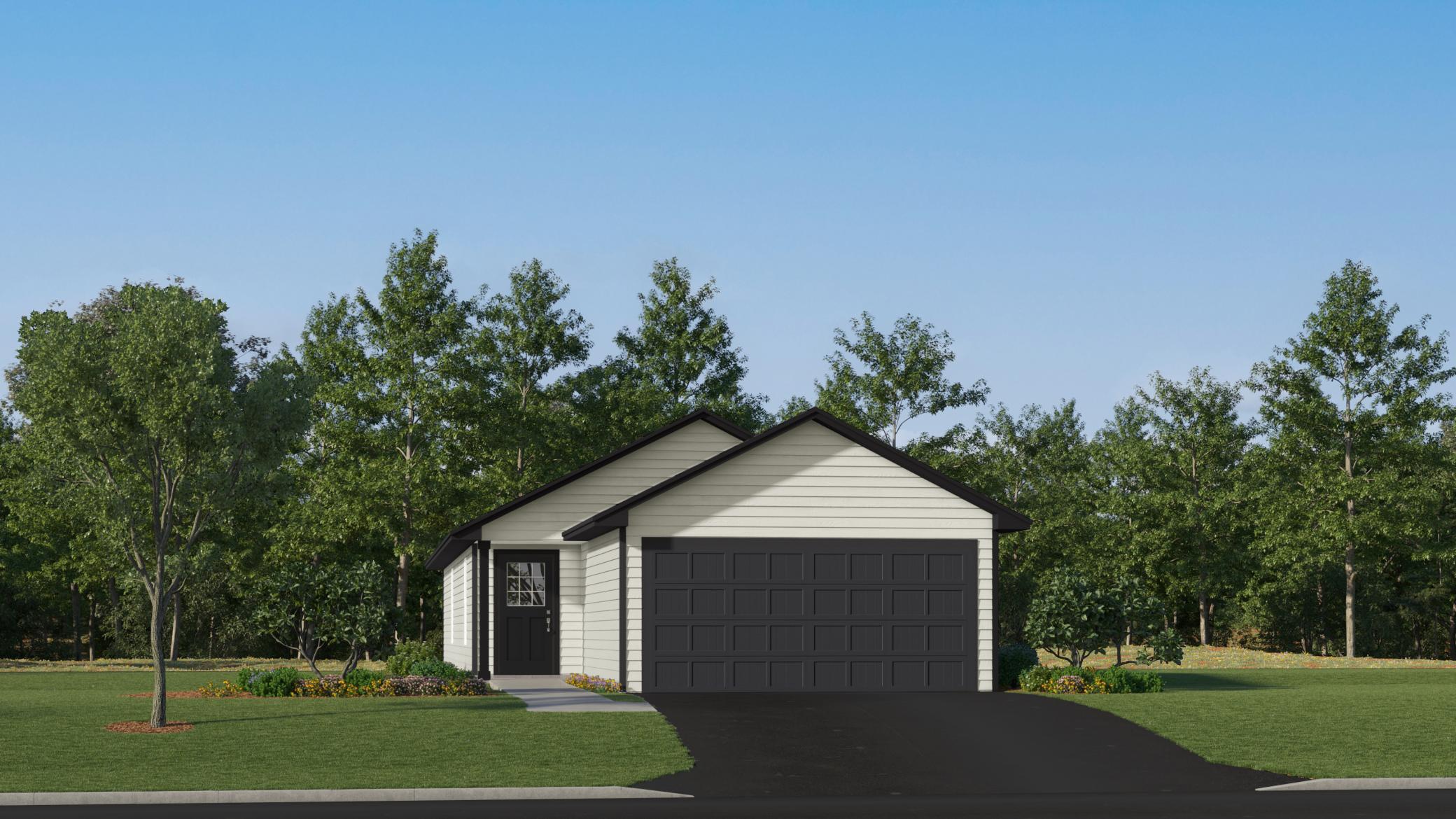 (Exterior rendering, actual home's finishes will vary.)