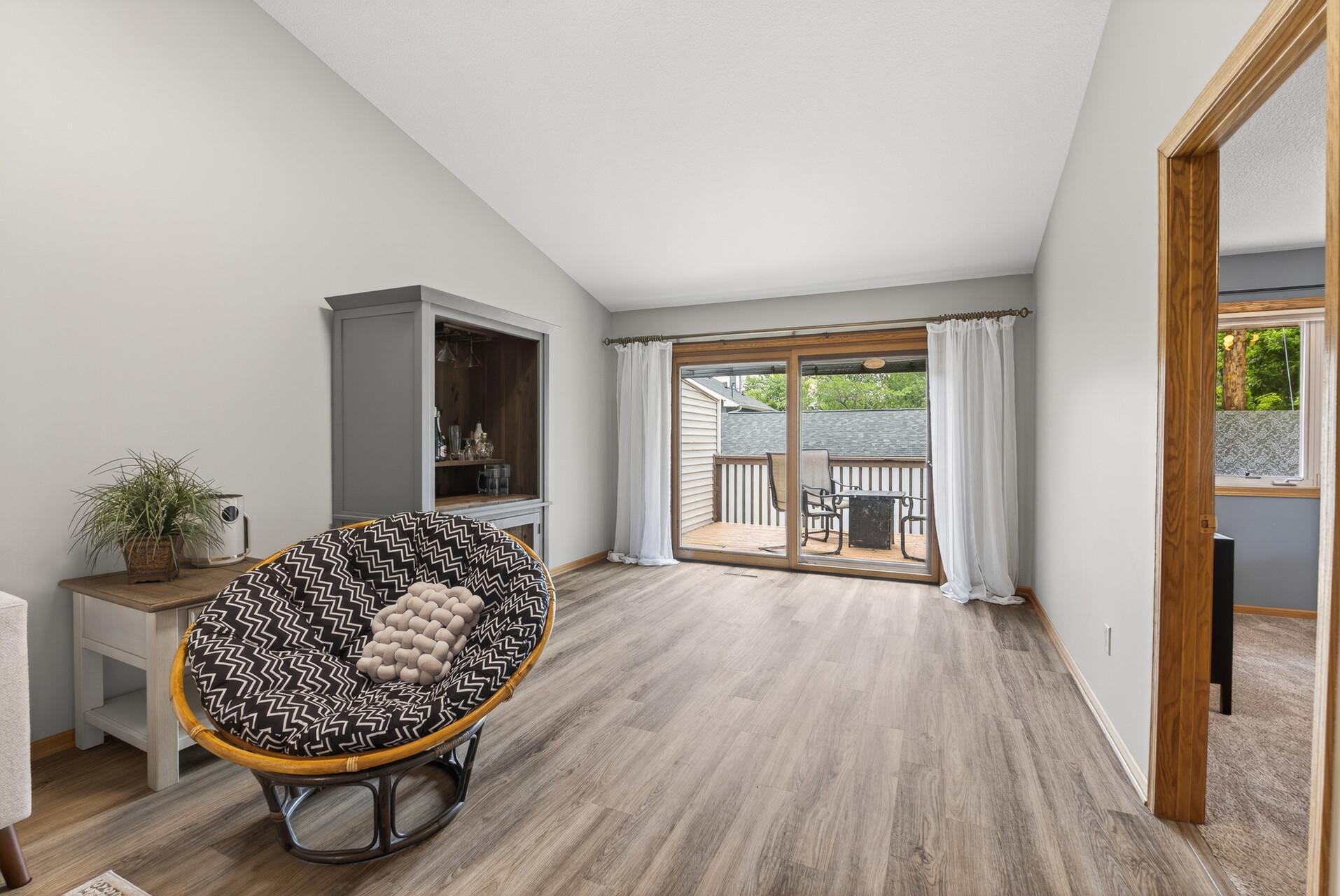 Oversized Sliding Door out to Deck