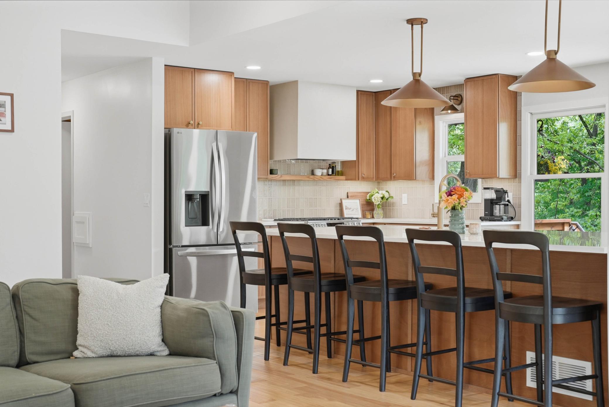 A 12ft center island is the focal point of this room.