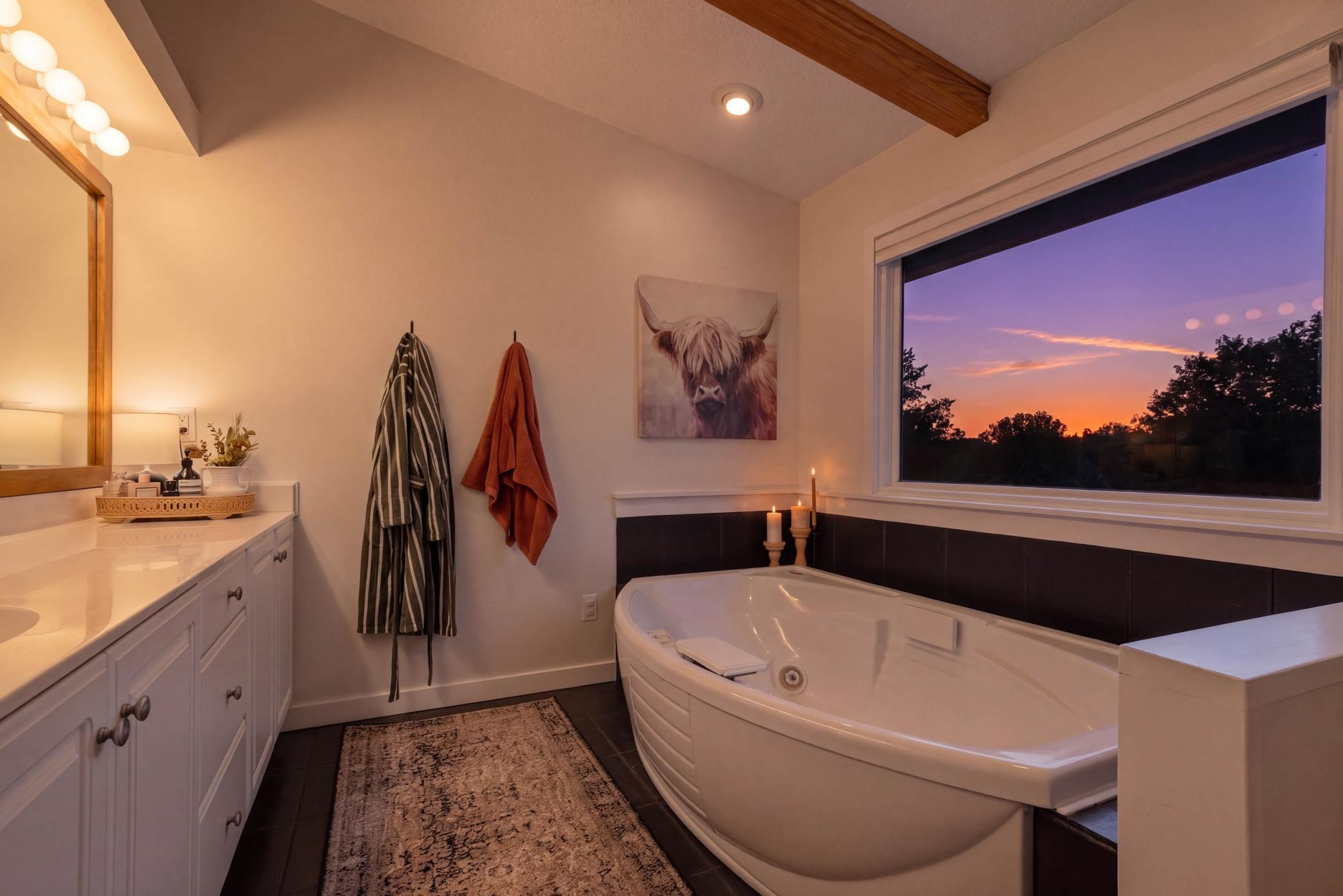 Enjoy evenings in your tub overlooking the private backyard