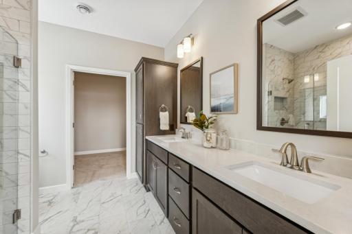 Primary suite bathroom - photos are of a staged home of similar floorplan, selections/colors may differ