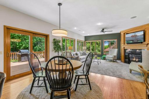Informal dining toward family room. Open concept design that works so well for families!