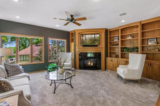 Main floor family room showing built-ins.