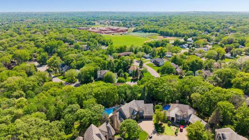View from above showing beautiful neighborhood and proximity to Apple Valley High School and sports fields.