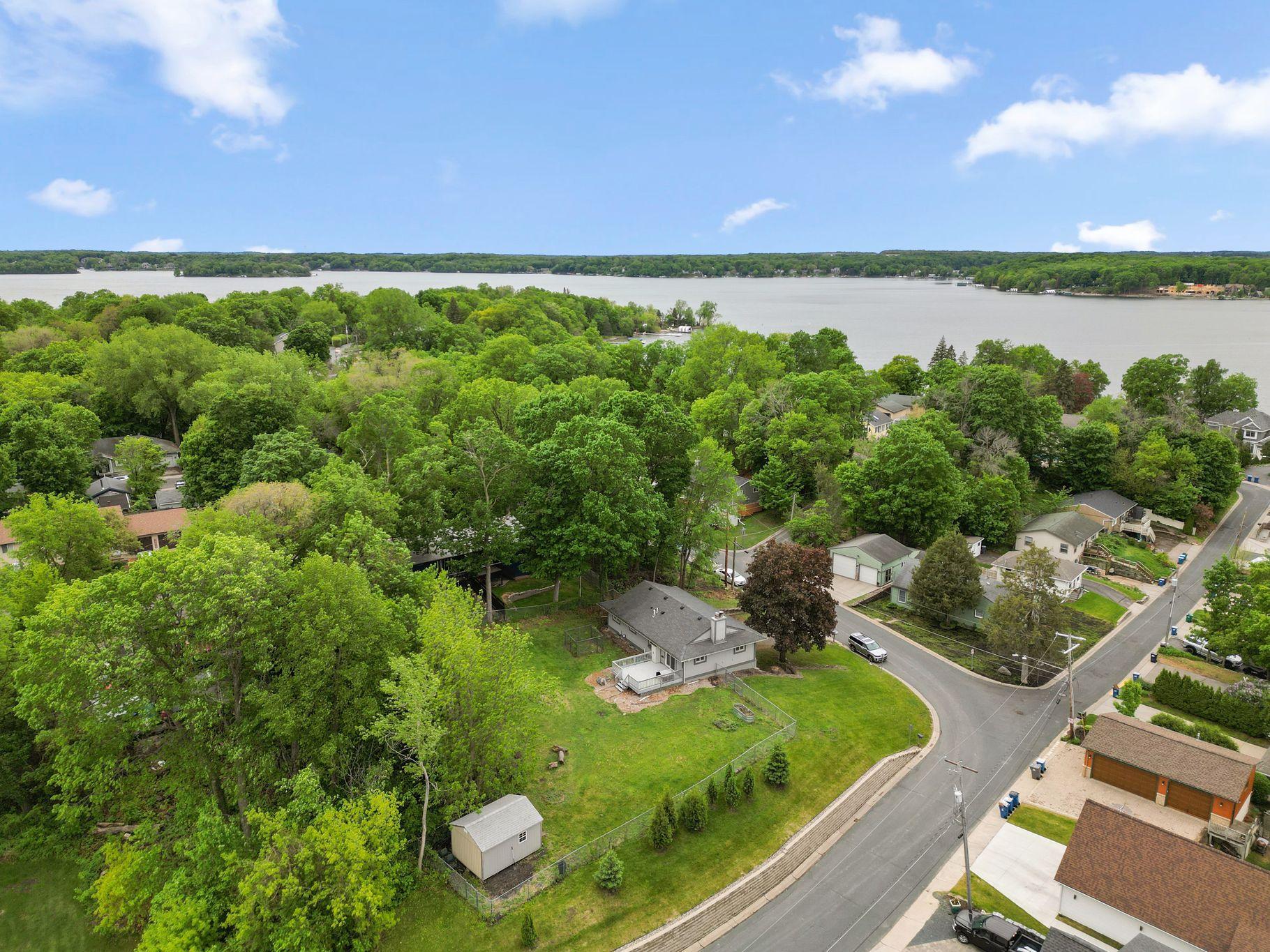 Arial shot of home/Lake Minnetonka