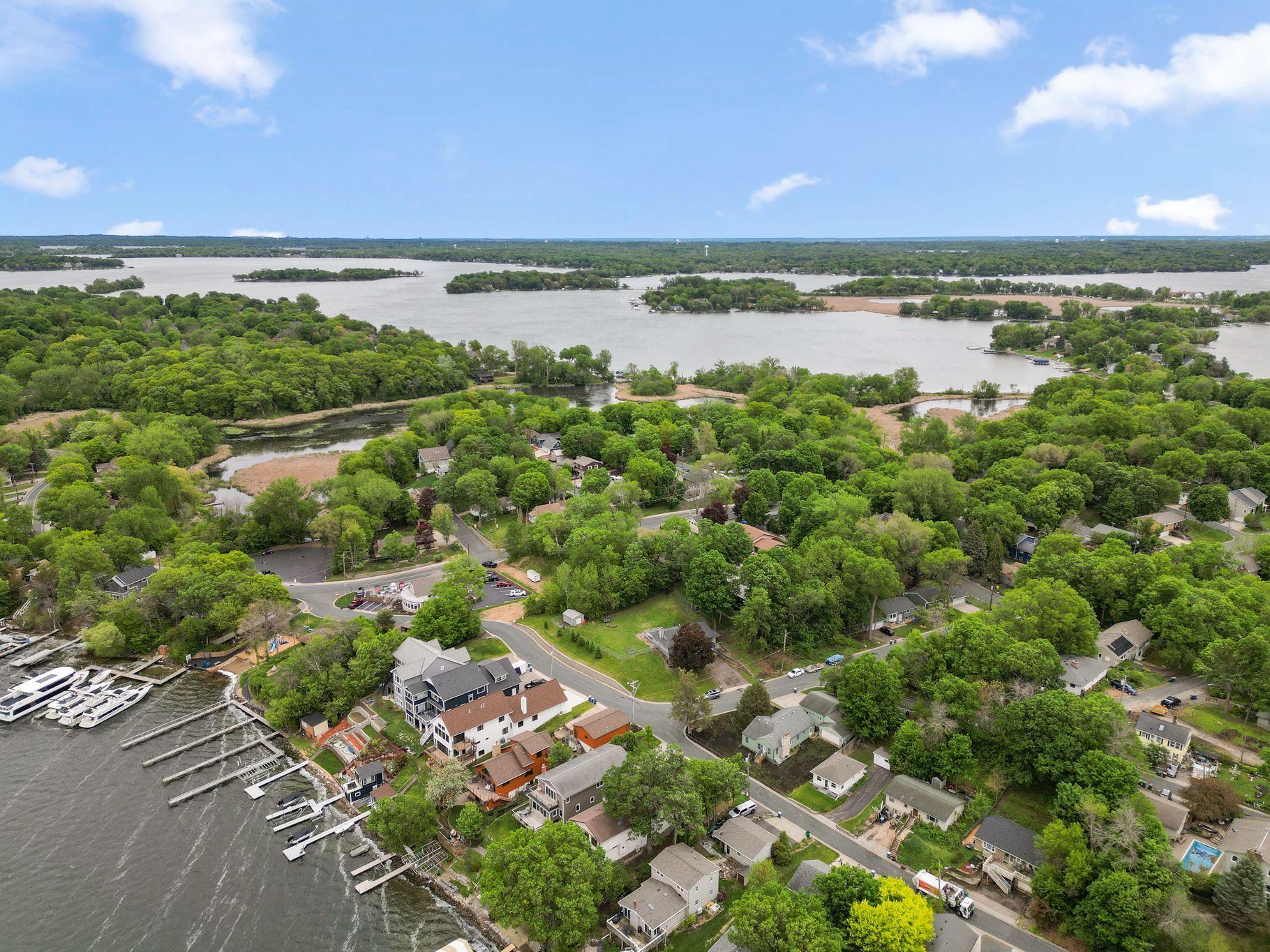 Arial shot of home/Lake Minnetonka