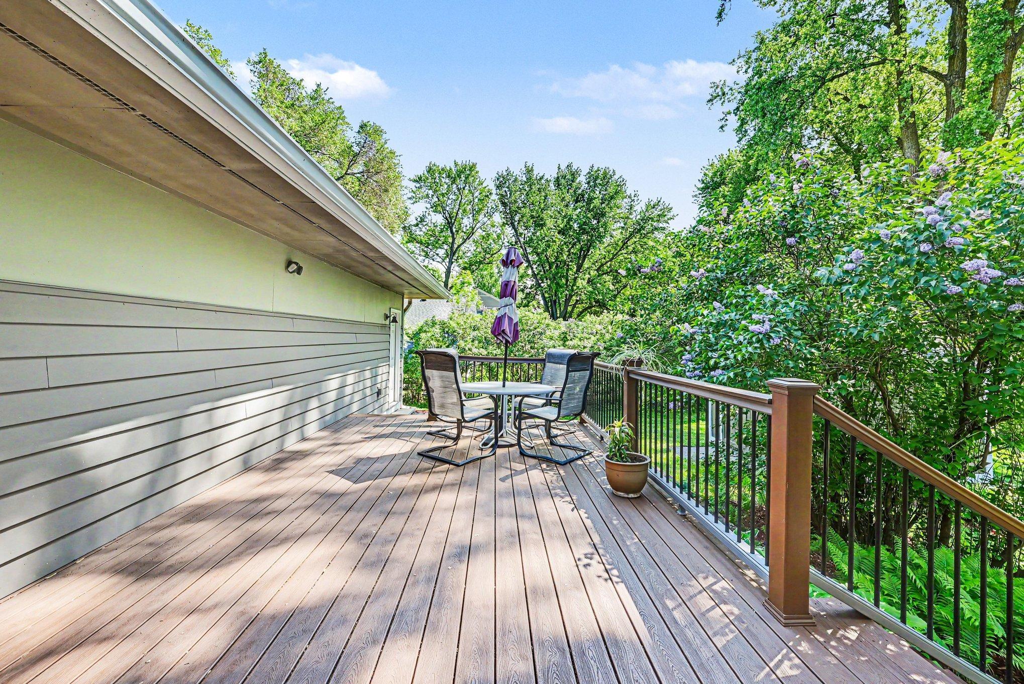 Maintenance-free 11 x 19 deck off the main floor, family room/kitchen.
