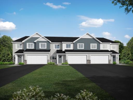 Rendering of townhome building - Hazelwood is the end unit(s)