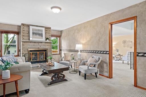 Cozy hearth room immediately upon entering the front door!