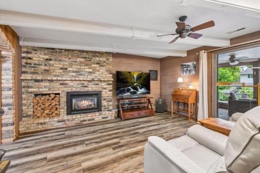 The family room is located in the walkout lower level with recently updated LVP flooring.