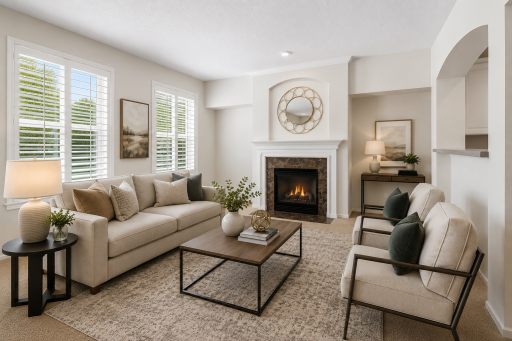 VIRTUALLY STAGED. Main floor living room.