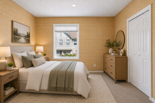 VIRTUALLY STAGED. Second bedroom upstairs.