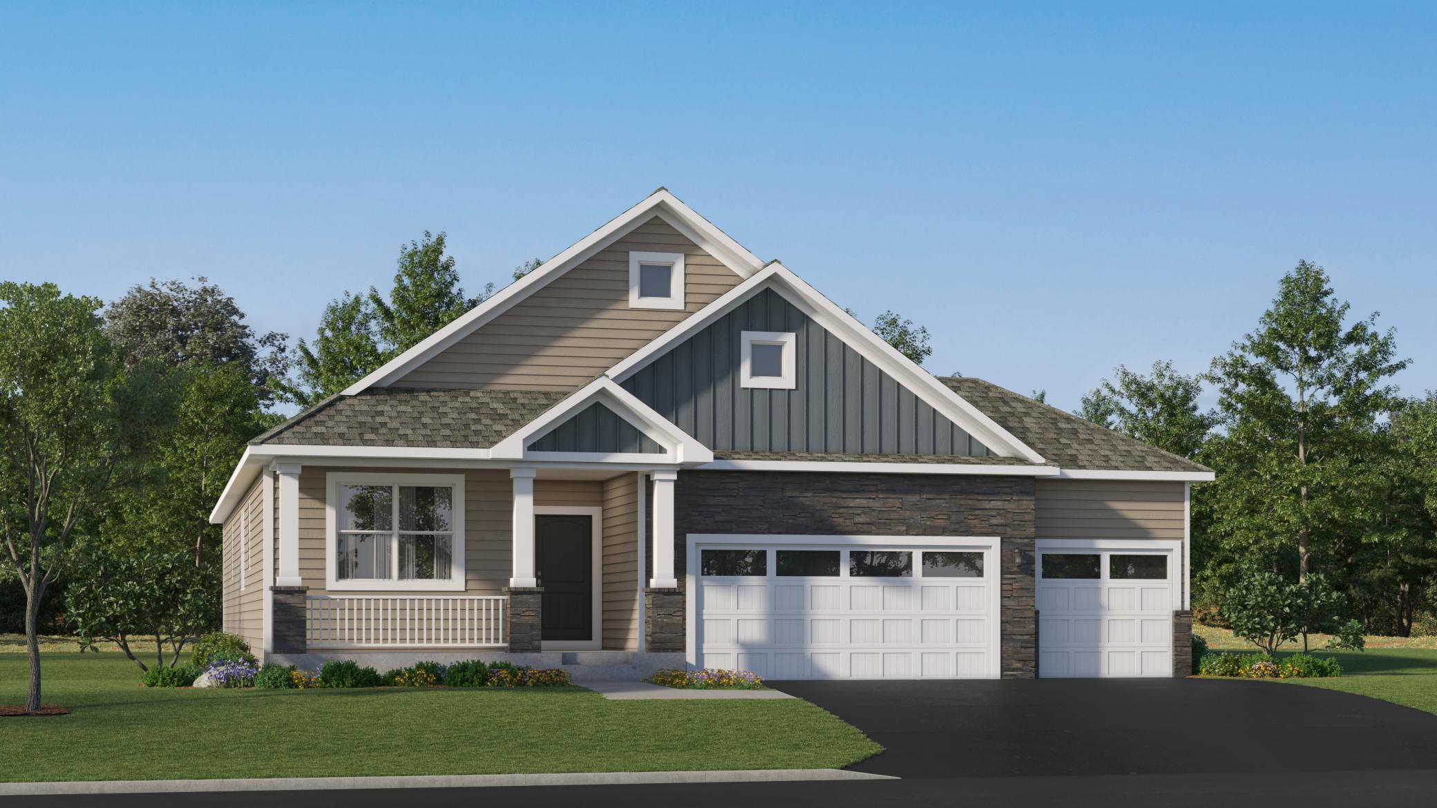 (Exterior rendering, actual home's finishes will vary slightly) The Birmingham has a stunning exterior.