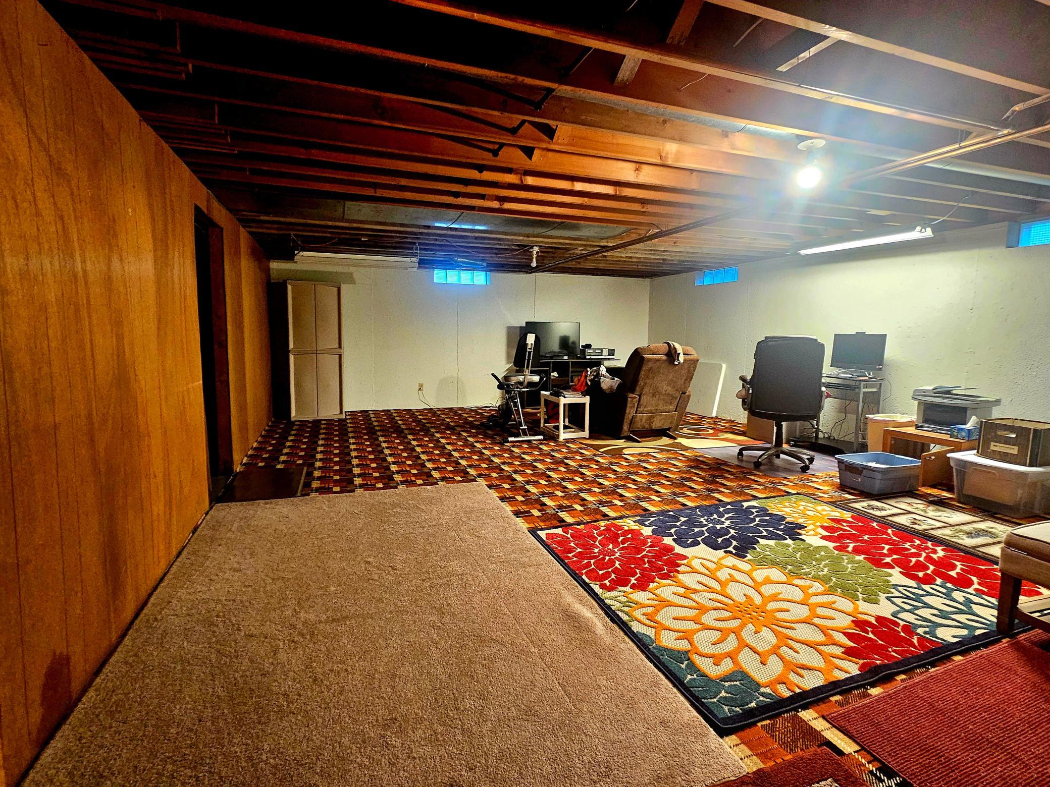 Large basement storage room or office