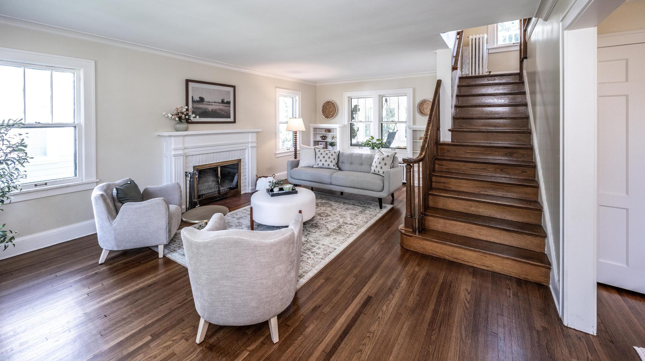 First view inside 4717 W 28th living room with hardwood floors