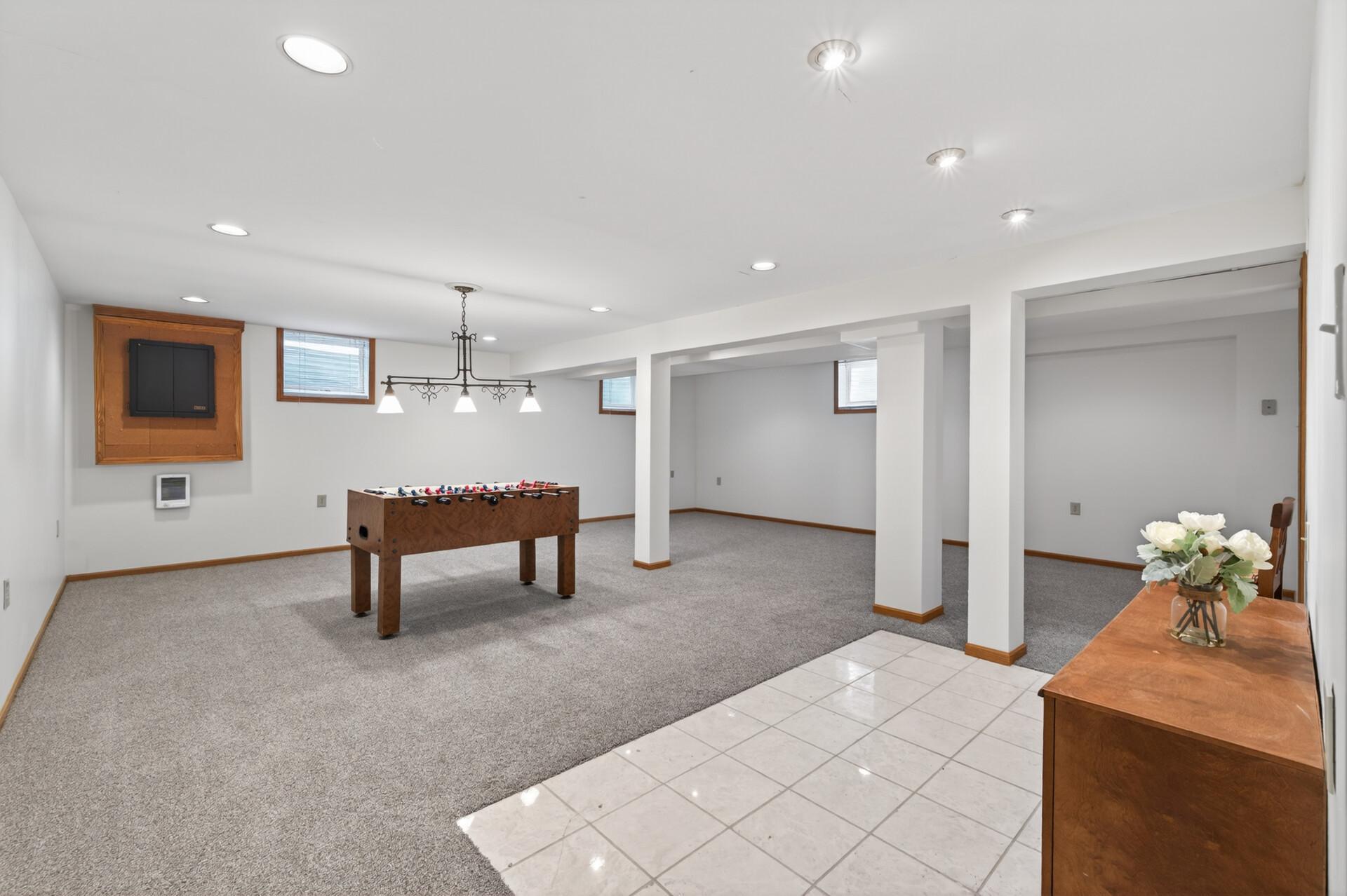 This completely finished lower level has unlimited potential for its use.