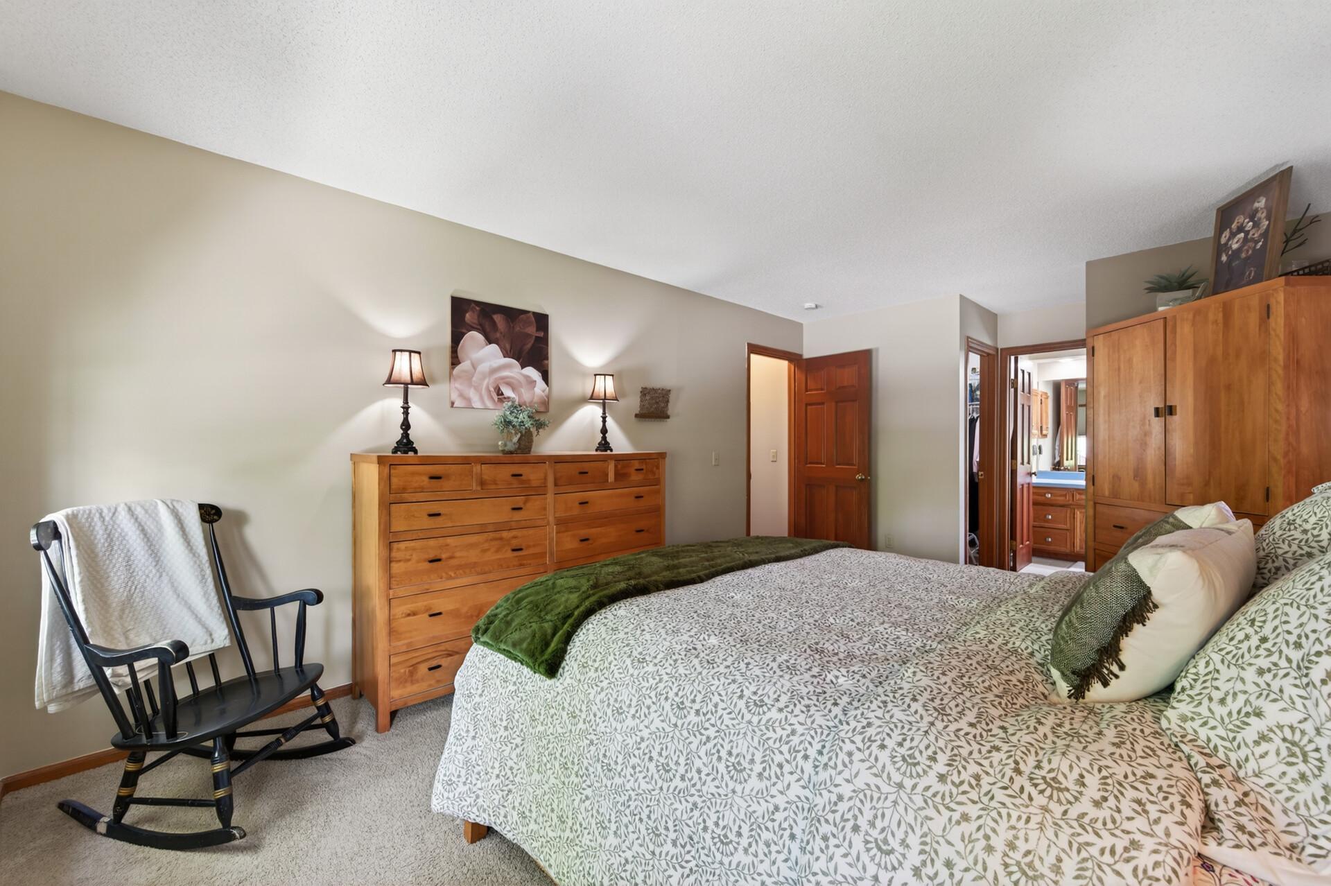 The primary suite include a fantastic walk-in closet and private 3/4 bath