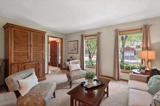Main floor living room showcase the gorgeous view out the front windows