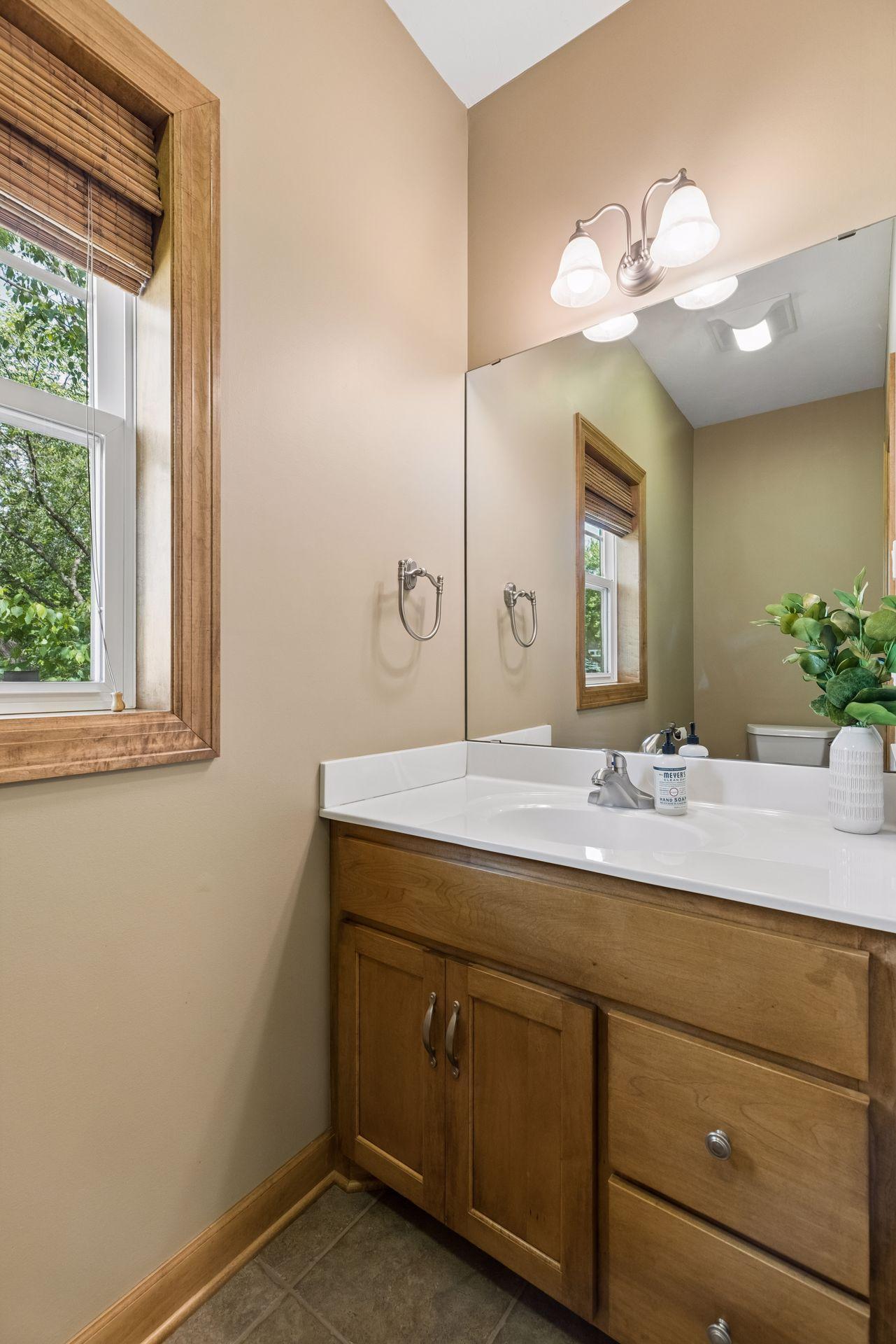 1/2 bath on the main floor. One of three main floor bathrooms.