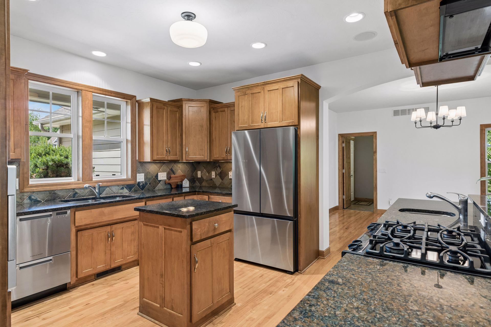 Kitchen has secondary prep island making meal prep easier.