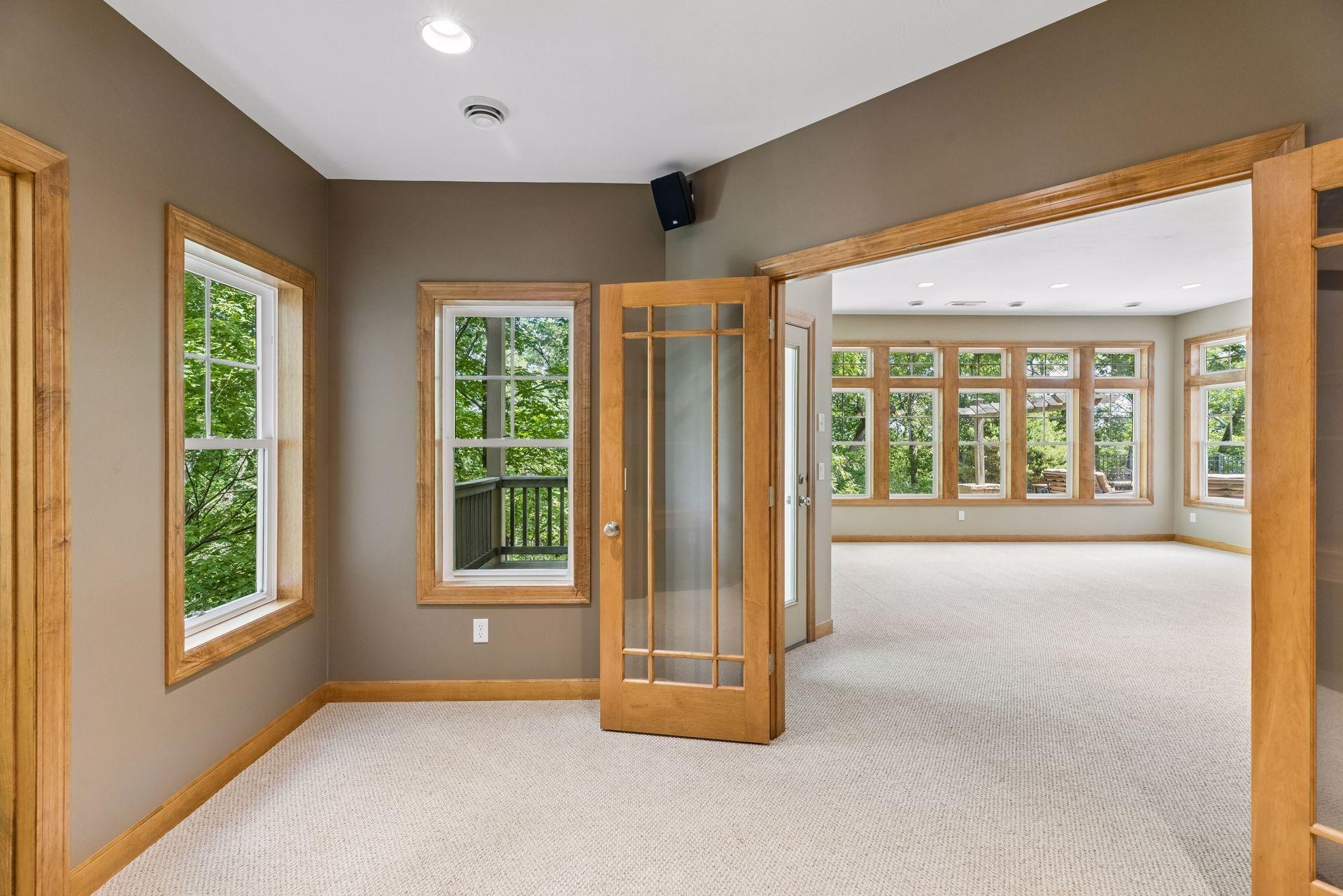 Office with french doors.