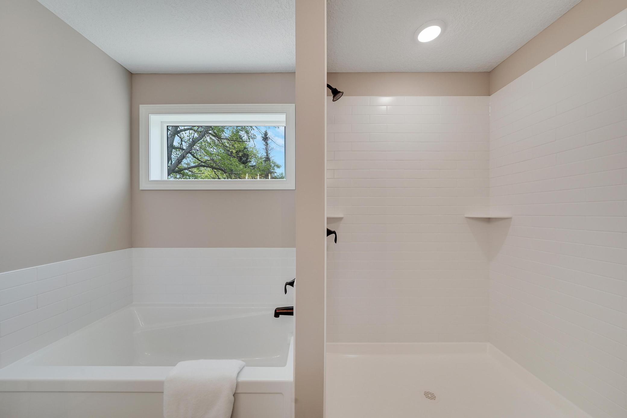 Separate tub and walk-in shower
