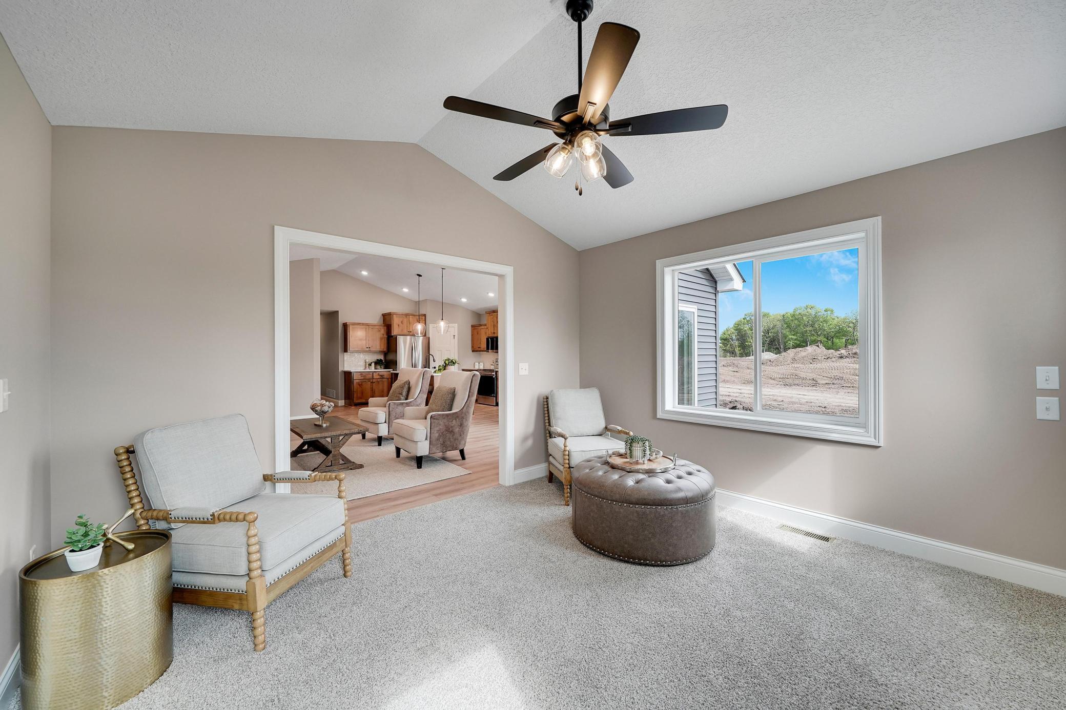 Large windows bring in lots of natural light.