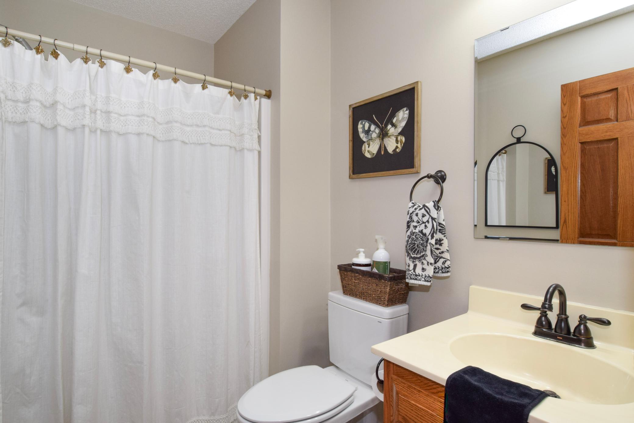 Geared for Guests the 3/4 Bath Comes Complete with a Shower! Nice Sized One Too-No Mini Me Neo Angle Shower Here!!!