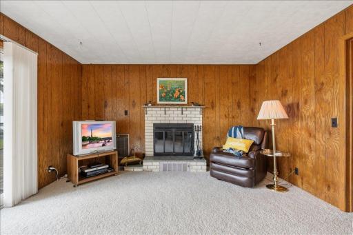 Cozy up by the fireplace on a cool evening