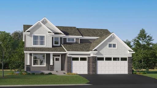 (Exterior rendering, actual home's finishes will vary.)