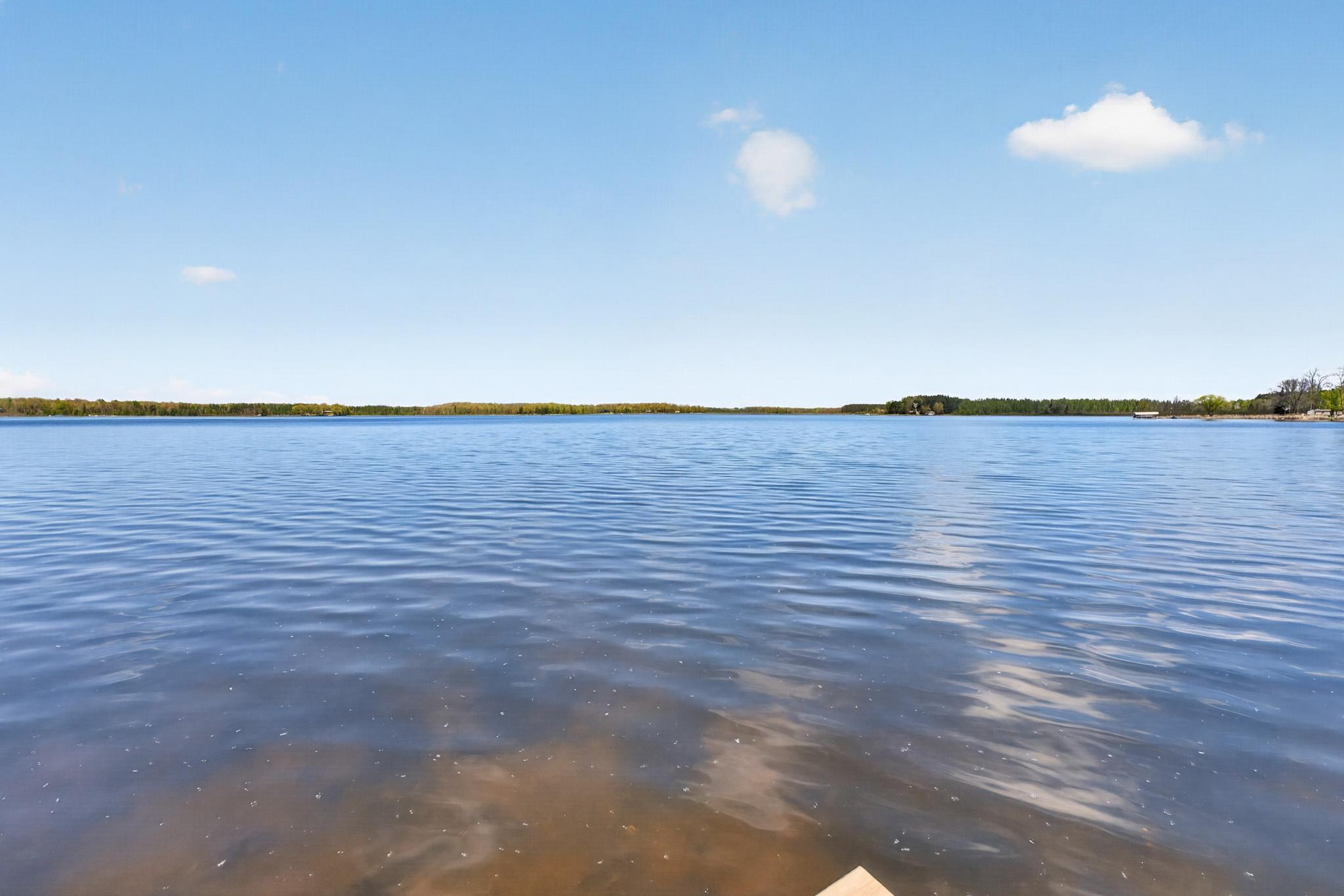 Clear views of the sandy bottom from the end of the dock