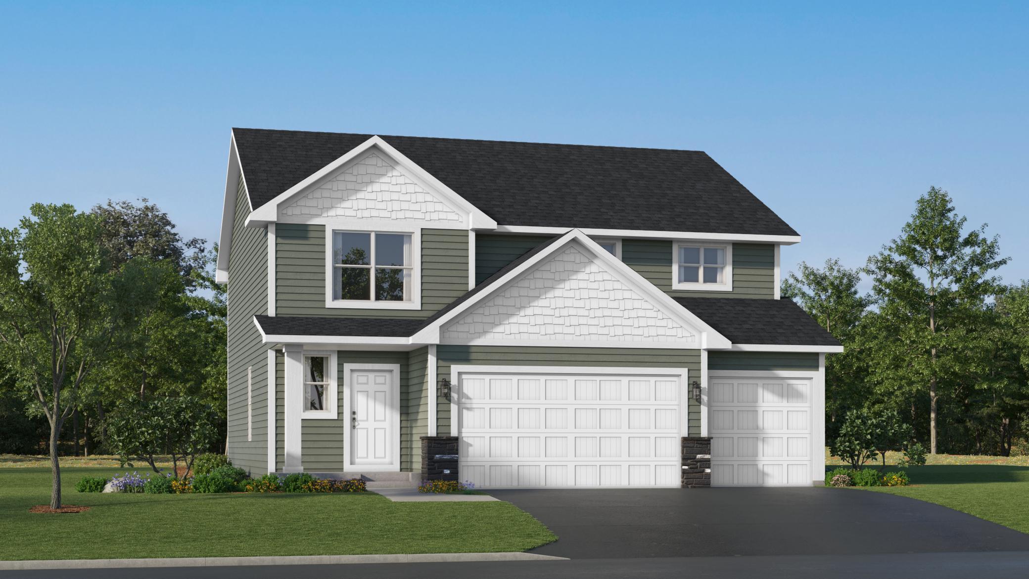 (Exterior rendering, actual home's finishes will vary.)