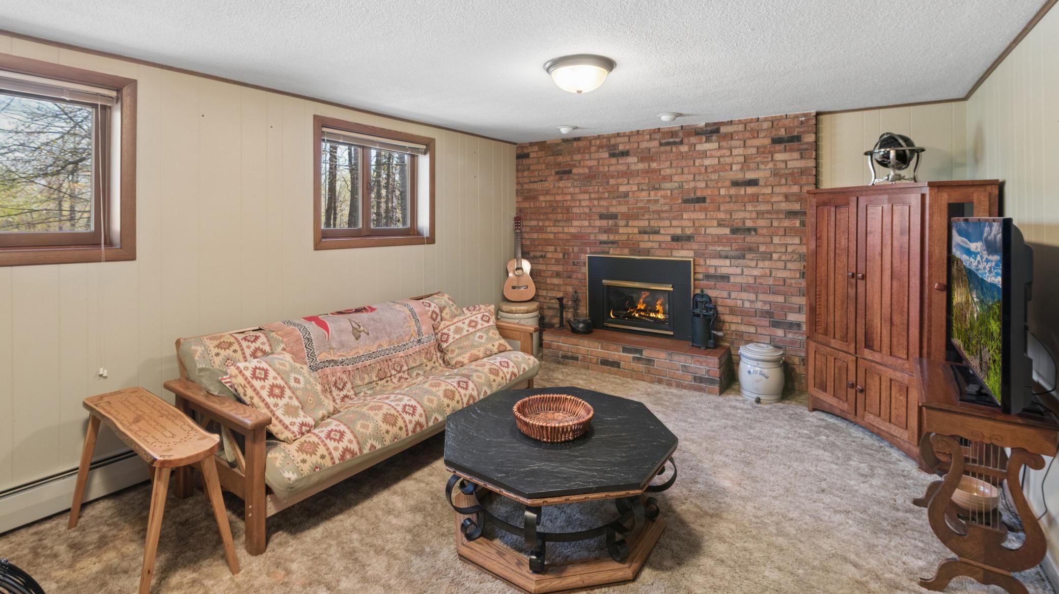 Comfortable family room with gas fireplace