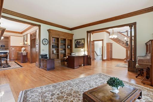 Reading nook offers a great spot for a desk, accented by built-in bookshelves.