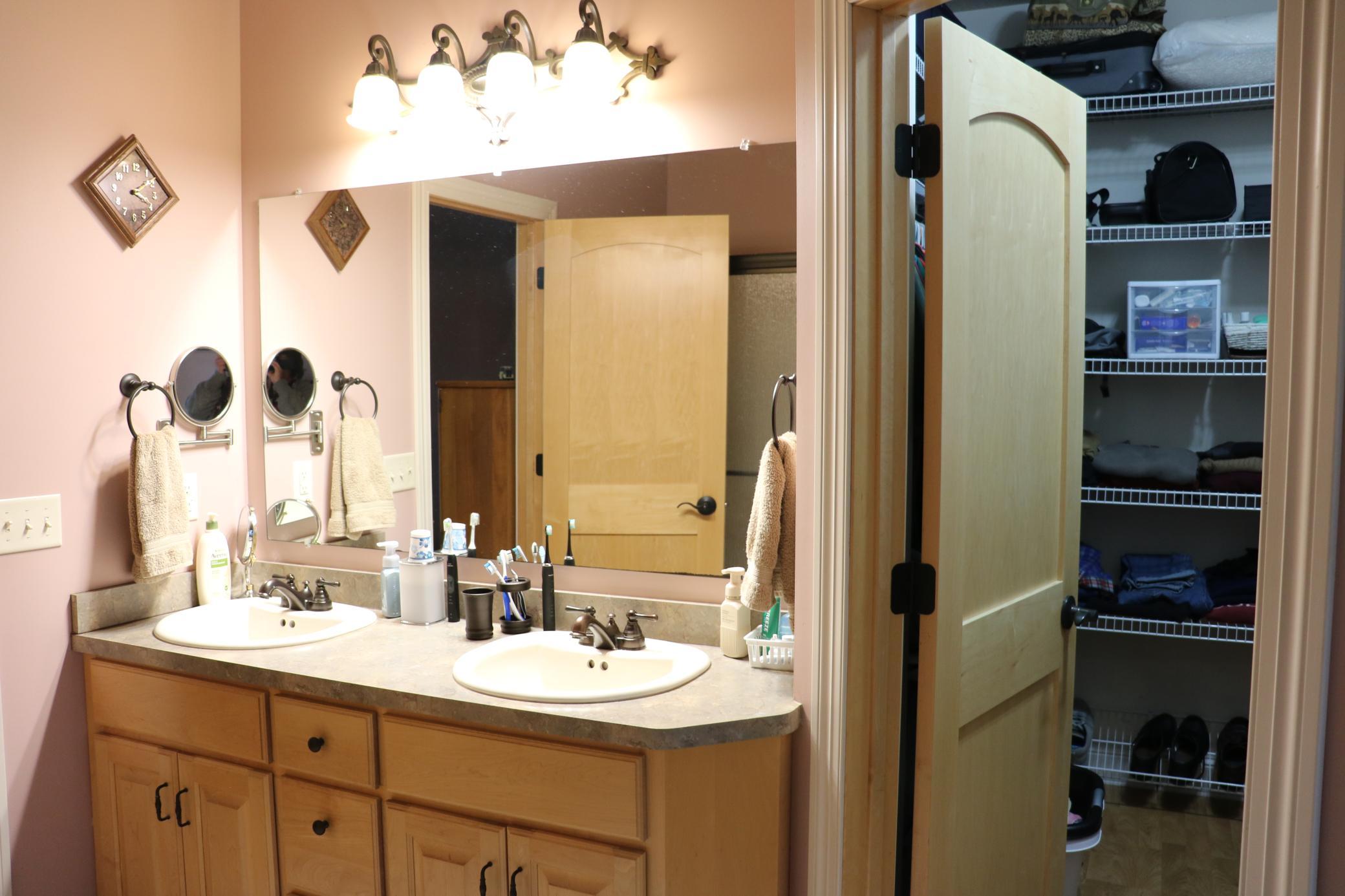 Double sink and large walk-in closet.