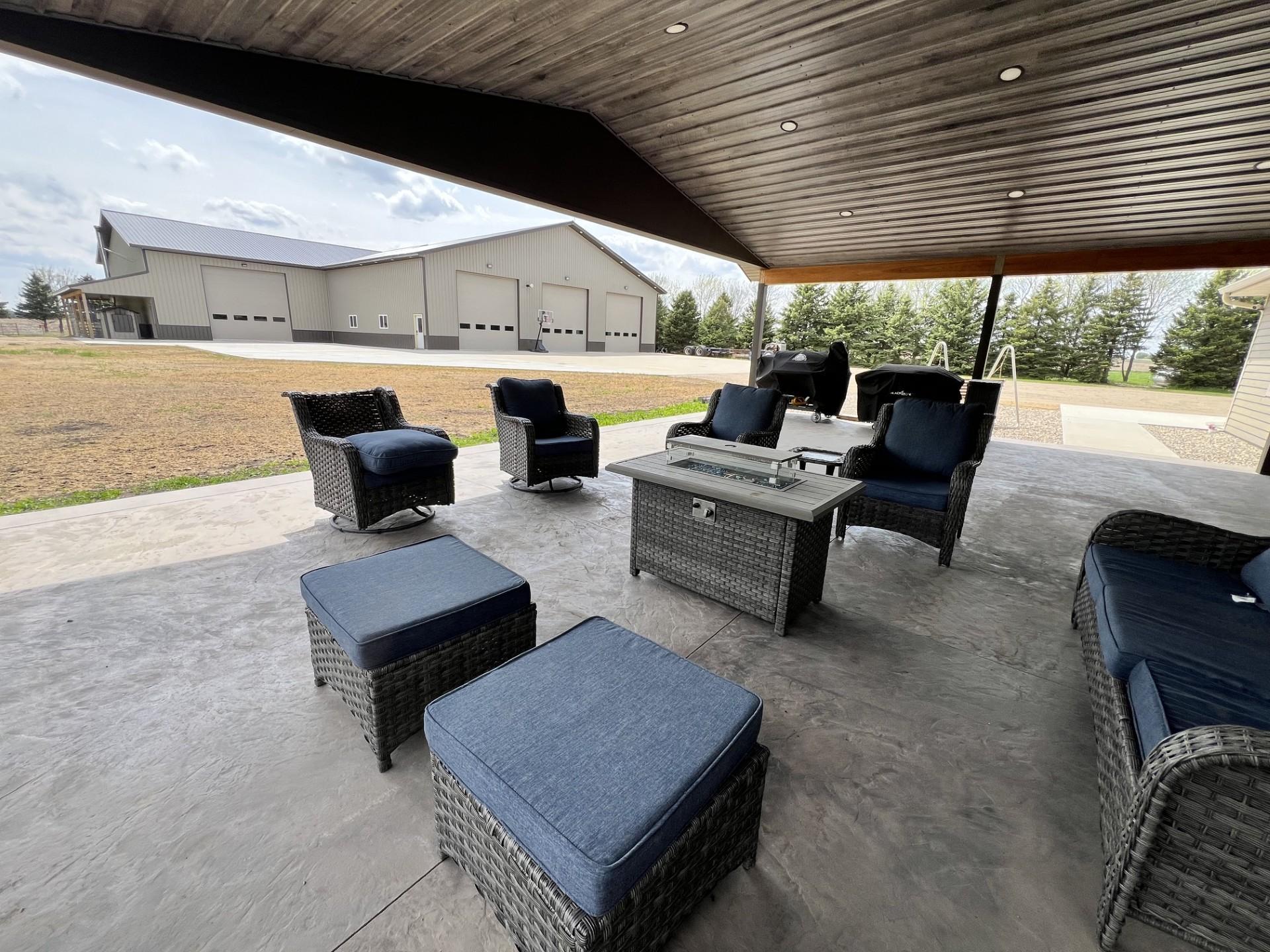 Covered porch facing workshop