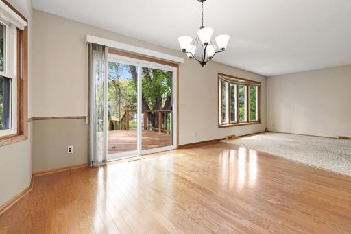 Great flow throughout tying the kitchen/dining and living room all together and leading you to your outdoor deck oasis