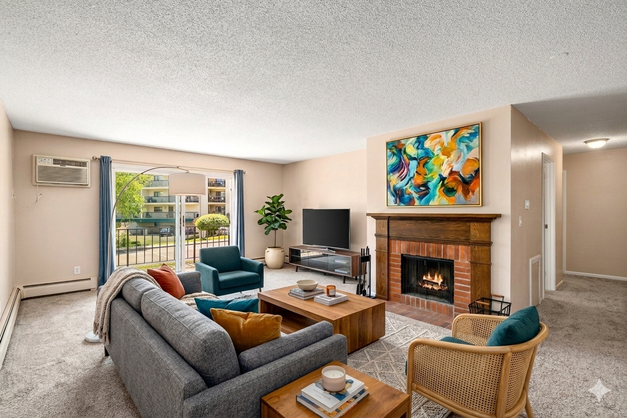 Living room - virtually staged