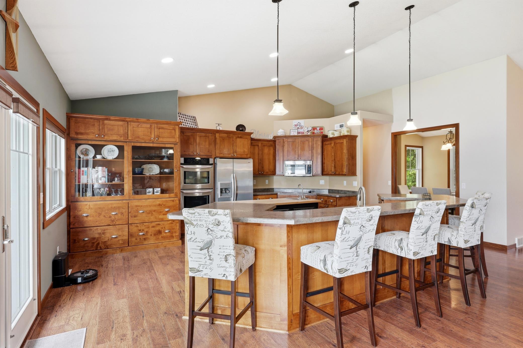 Additional Storage in Kitchen with Shelving and Custom Pullout's, Glass Fronts for Displaying Dinnerware, Etc.