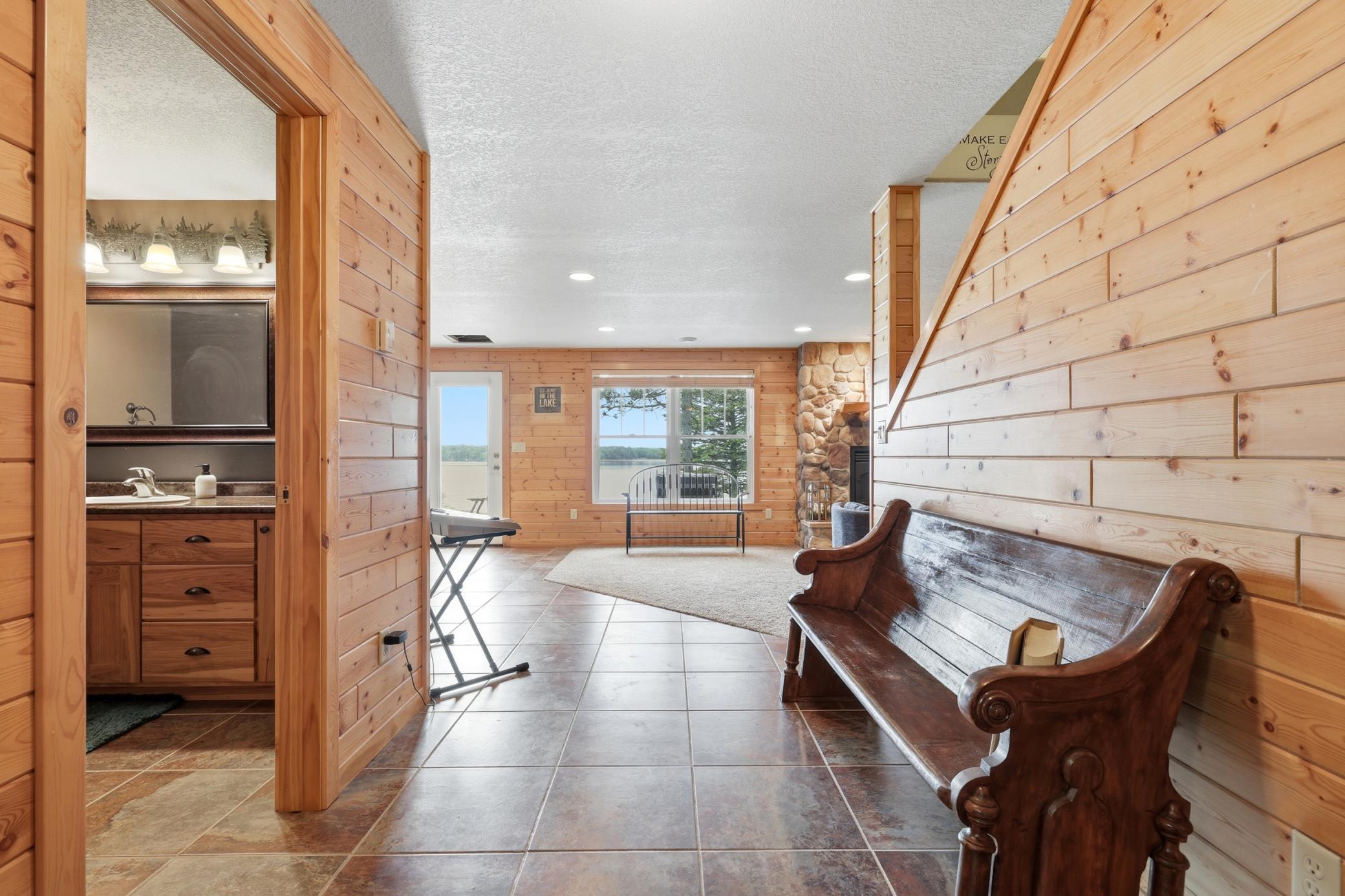View from lower level bathroom to Lakefront with walkout
