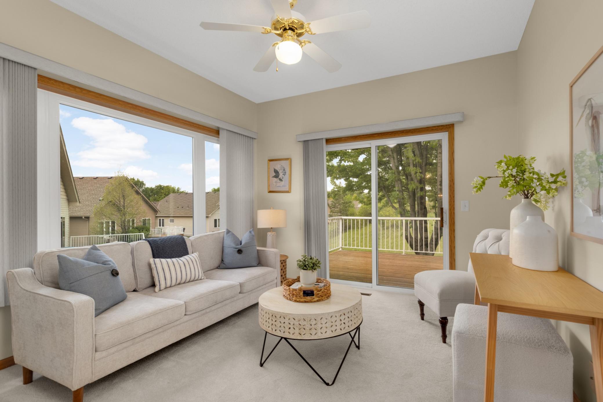 A bright sun room designed for year-round enjoyment