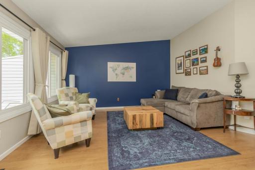 Another peek at the wall space and high ceilings in this living space.