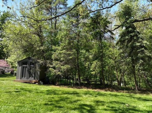 Convenient storage shed for all your yard tools and toys.